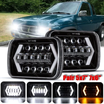 2SETS 7x6" LED Headlights DRL High/Low Beam NEW For Nissan Pickup Hardbody D21 - Image 1 of 4