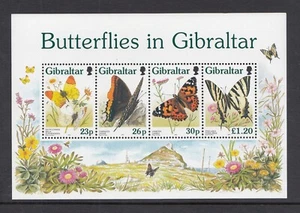 Gibraltar: 1997 Butterflies in Gibraltar Mini Sheet of 4 Stamps Mint MUH - Picture 1 of 1