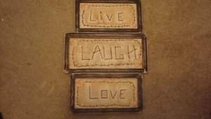 Primitive Country Stitched words ~LIVE LOVE LAUGH~ Stitchery's - Picture 1 of 1