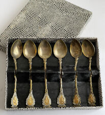 Vintage Set of 6 Demitasse Spoons Made in Italy with Original Box Crown Lion