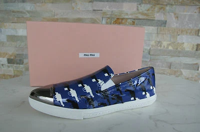 MIU MIU Talla 36,5 Slip-Ons Zapatillas Zapatos Azules NUEVO Antes UVP 365 € - Imagen 1 de 4