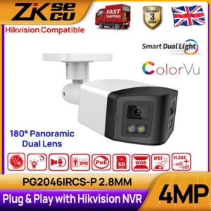 Hikvision Compatible Panoramic ColorVu POE IP Camera Dual Lens 4MP Two-Way Audio - Picture 1 of 17