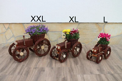 Weidenkorb Weidentraktor Blumenkübel Korbgeflecht Pflanzkorb Weide Plumenkasten - Bild 1 von 4