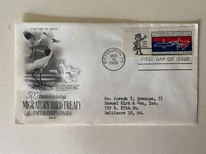 First Day of Issue 50th Anniversary Migratory Bird Treaty U.S.-Canada 1966 - Picture 1 of 4