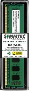 Simmtec 4GB (2x2GB) DDR3 1066MHz PC3-8500 Desktop RAM Kit Non-ECC Unbuffered - Picture 1 of 5