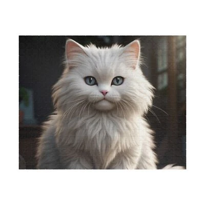 Rompecabezas de gato blanco esponjoso - Rompecabezas de 500 piezas - Regalo perfecto para los amantes de los gatos Foto 1 de 4