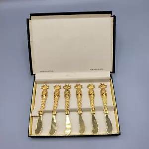 Set 6 spandiconcime ananas placcato oro 24K vintage collezione Janis in scatola - Foto 1 di 9