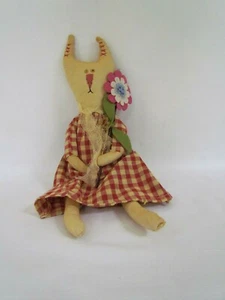 Very Primitive Kitty Cat Doll holding Flower ~ Collins AD-6528 ~ NEW - Picture 1 of 6