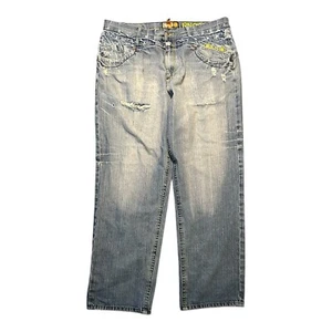 Jeans Akademiks taglia 40x33 denim gamba larga larghi larghi hip hop rave vintage Y2K - Foto 1 di 4