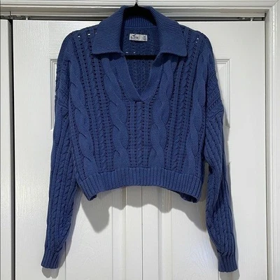Hollister Womens Oversized Fisherman Sweater Size XS Y2K Collared Cozy Preppy - Image 1 of 4
