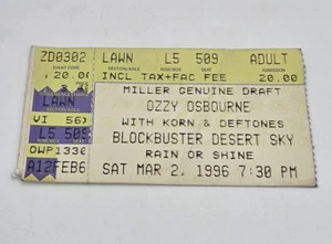 Ozzy Osborne Korn & Deftones Konzert Ticket Stub 1996 Blockbuster Desert Sky AZ - Bild 1 von 4