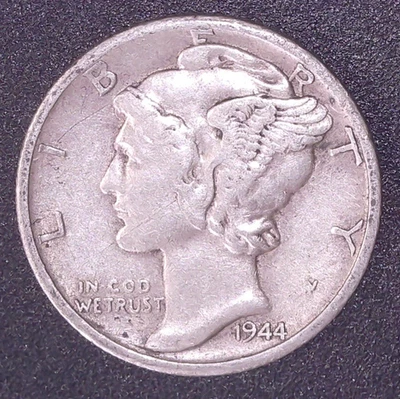 1944-S Mercury Dime 90% SILVER Circulated San Francisco Mint - Image 1 of 2