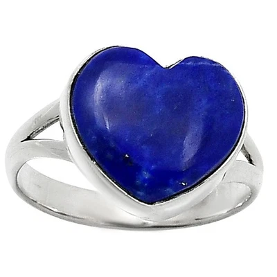 Heart Lapis Lazuli - Afghanistan 925 Sterling Silver Ring s.9 Jewelry R-1073 - Image 1 of 4