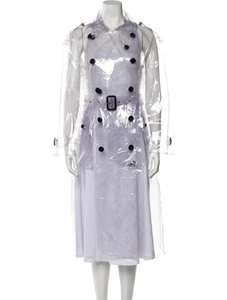 Burberry Clear Trench Coat PVC Utility Jacket Crystal Eastheath Size US2 - Picture 1 of 12