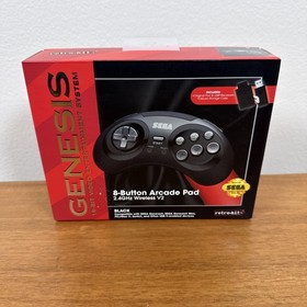 Retro-Bit 2.4 GHz Wireless Controller 8-Button Sega Saturn Genesis Mini V2 Black