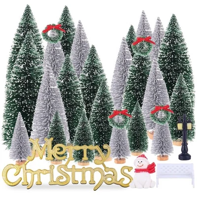 Mini Christmas Tree, Small Pine Tree with Wooden Bases for Xmas Holiday Party... - Image 1 of 4