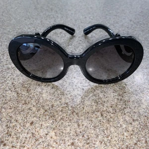 Prada Sunglasses Swirl Baroque Round Black (SPR 27N 1AB-3M1) Case & Dust Cloth - Picture 1 of 10