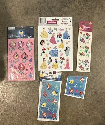 Vintage Hallmark  Disney Cinderella Ariel Belle Princess Sticker Sheets lot NEW  - Image 1 of 4