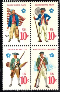 US SCOTT 1568a UNIFORMS BLOCK OF 4 DIFFERENT MNH - Picture 1 of 1