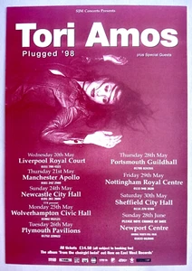 TORI AMOS 1998 From the Choirgirl Hotel/Unplugged Gira Reino Unido Gira Concierto Handbill - Imagen 1 de 5