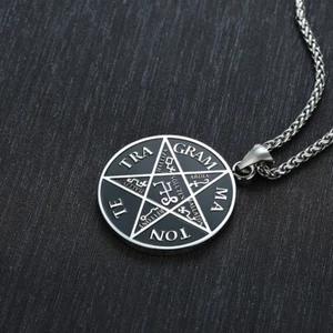 Hombre Pentagrama de Salomón Colgante Tetragrámaton Nombre de Dios Estrella Amuleto Collar - Imagen 1 de 8