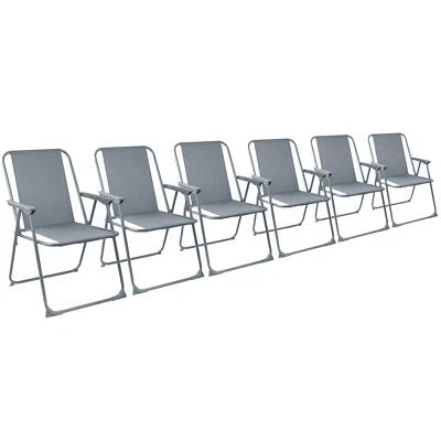 HARBOUR HOUSEWARES 6x Klappbarer Metall Strandstühle Outdoor Camping Picknick Sessel Canvas Sitz grau
