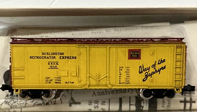 Con-Cor  N Scale 40’ STL Refrigerator Car Burlington BREX 74119 - Image 1 of 4
