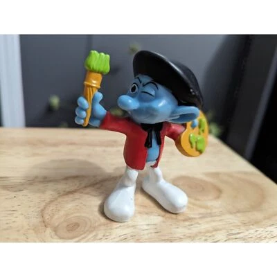 Pitufos x McDonald's Pintor Pitufo 3 pulgadas pvc plástico juguete pincel/paleta Foto 1 de 4