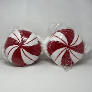 2023 Target Wondershop Christmas Peppermint Candy Plush Throw Pillows - Set Of 2 - Picture 1 of 2