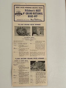 1957 Ann Pillsbury’s Best 9th Grand National Bake-off Winners Recipes Flyer - Picture 1 of 4