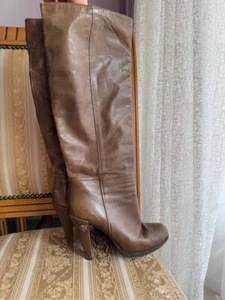 GUCCI MADE IN ITALY ELIZABETH 206778 HIGH HEELS BOOTS BROWN LEATHER WOMENS EU 36 - Picture 1 of 17