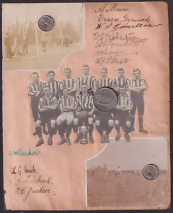 um 1908 frühe Fußballmannschaft Autogramme + Fotos; evtl. London Caledonian? - Bild 1 von 7