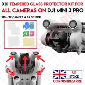 10PC KIT TEMPERED GLASS DJI MINI 3 PRO CAMERA & SENSOR PROTECTOR SET - UK STOCK - Picture 1 of 4