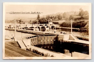 RPPC Ballard Canal Locks Seattle Washington Birdseye People VTG Photo Postcard - Picture 1 of 2
