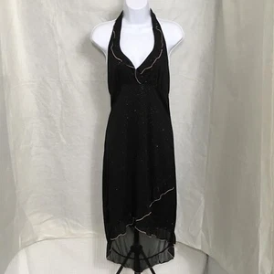 Vtg. Byer IZ California Y2K Chiffon Halter Dress L Baby Doll Sparkly Fairy Core - Picture 1 of 16