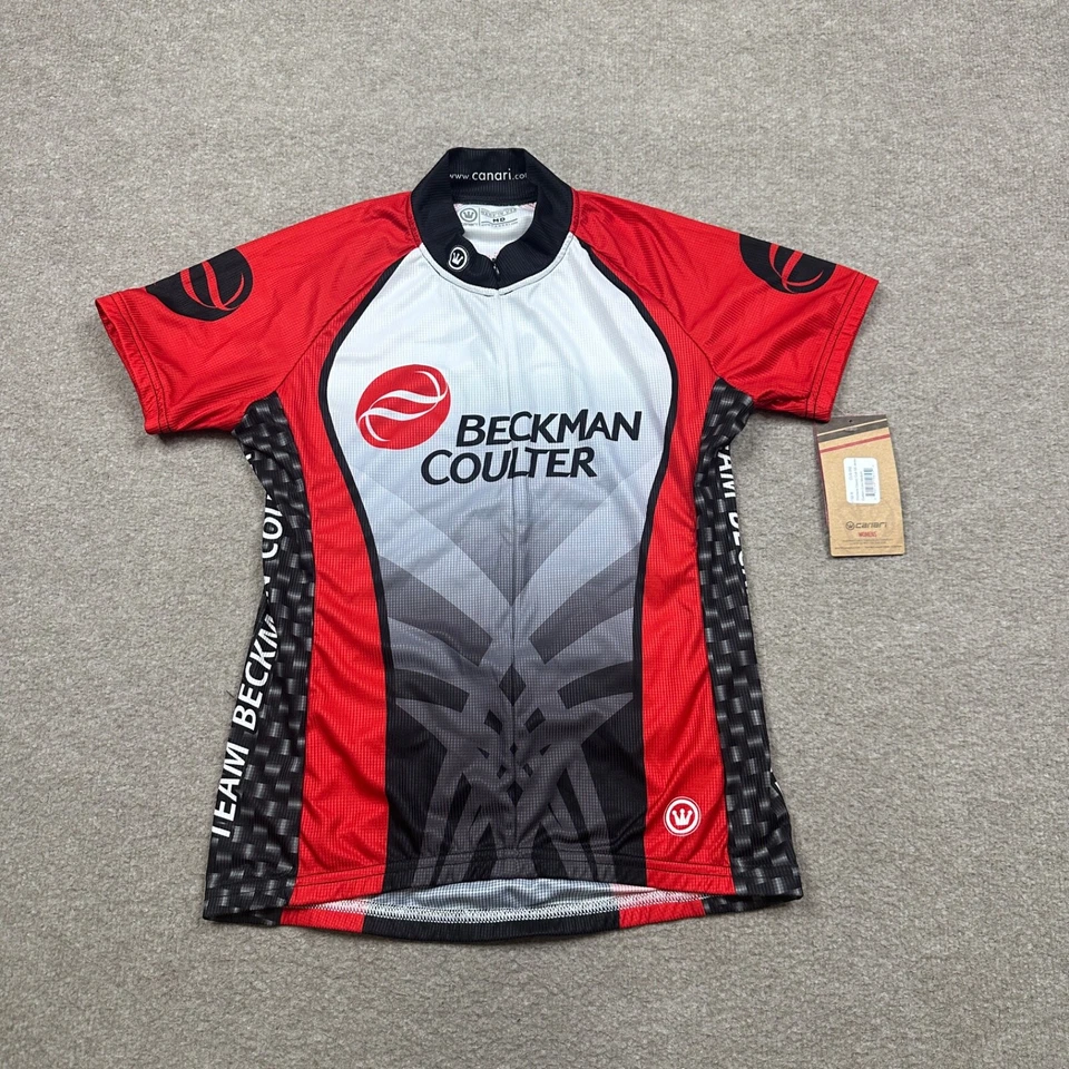 Camiseta deportiva para mujer Canari talla M roja manga corta rendimiento cremallera completa camisa de ciclismo Foto 1 de 4