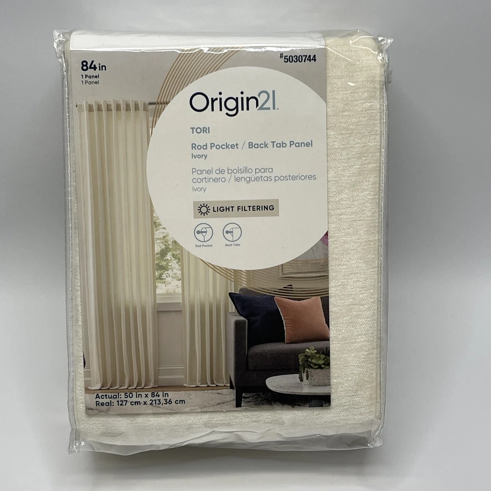 Origin 21 50" " Ivory Light Filtering Back Tab Single Curtain Panel 5030744
