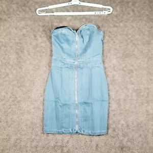 Haute Monde Women Sz M Sleeveless Sweetheart Bust Denim Dress Blue NWT Sexy - Picture 1 of 11