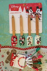 Disney Christmas Baking 8" Spatulas Minnie Mickey Mouse Hands Measuring Spoons  - Picture 1 of 4
