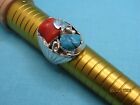 Vtg Old Pawn (Tke) Navajo Sterling Silver Coral &Turquoise Ring Size 10.75 Band.