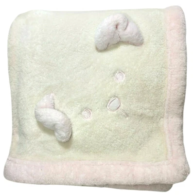 Carter's Beige Pink 3D Bear Face Ears Trim Fleece Blanket Lovey Cream Girl HTF - Image 1 of 4