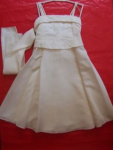 BNWT GIRLS WEDDING PARTY CHRISTENING BAPTISM IVORY DRESS WITH SCARF SIZE 4-6 - Imagen 1 de 2