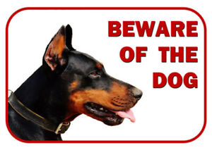 BEWARE OF THE DOG WARNING - DOBERMAN LIVES HERE - LAMINATED SIGN NEW
