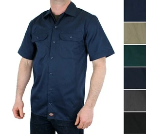 Camisas de trabajo para hombre Dickie's, camisas de manga corta de mezcla de algodón, bolsillos delanteros - Imagen 1 de 11