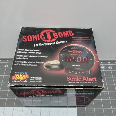 Sonic Alert Sonic Bomb Extra-Loud Dual Alarm Clock w/ Flashing AI Black RED - Image 1 of 4