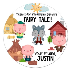 3 little pigs birthday Stickers for party lollipop goody bag favor envelope - Picture 1 of 1