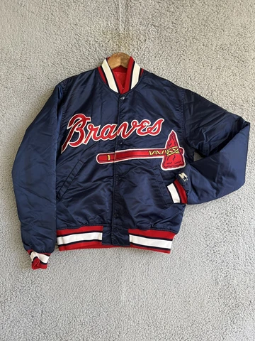 Vintage Atlanta Braves Starter Satin Jacket Size Adult Medium 80’s USA Tomahawk Cover
