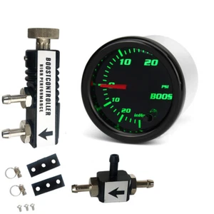 Black 0-30PSI Manual Boost Controller Kit W/52mm 7-Color Adjustment Boost Gauge - Picture 1 of 12