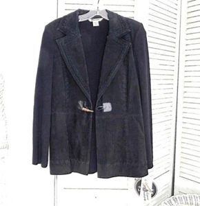 PETER NYGARD Collection Womens Black Suede Leathe Sweater Sleeve Jacket Sz L NWT - Picture 1 of 6