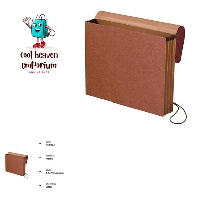 Redrope Expanding File Wallet, Flap and Cord Closure, 3-1/2" Expansion, Lette... - Image 1 of 3